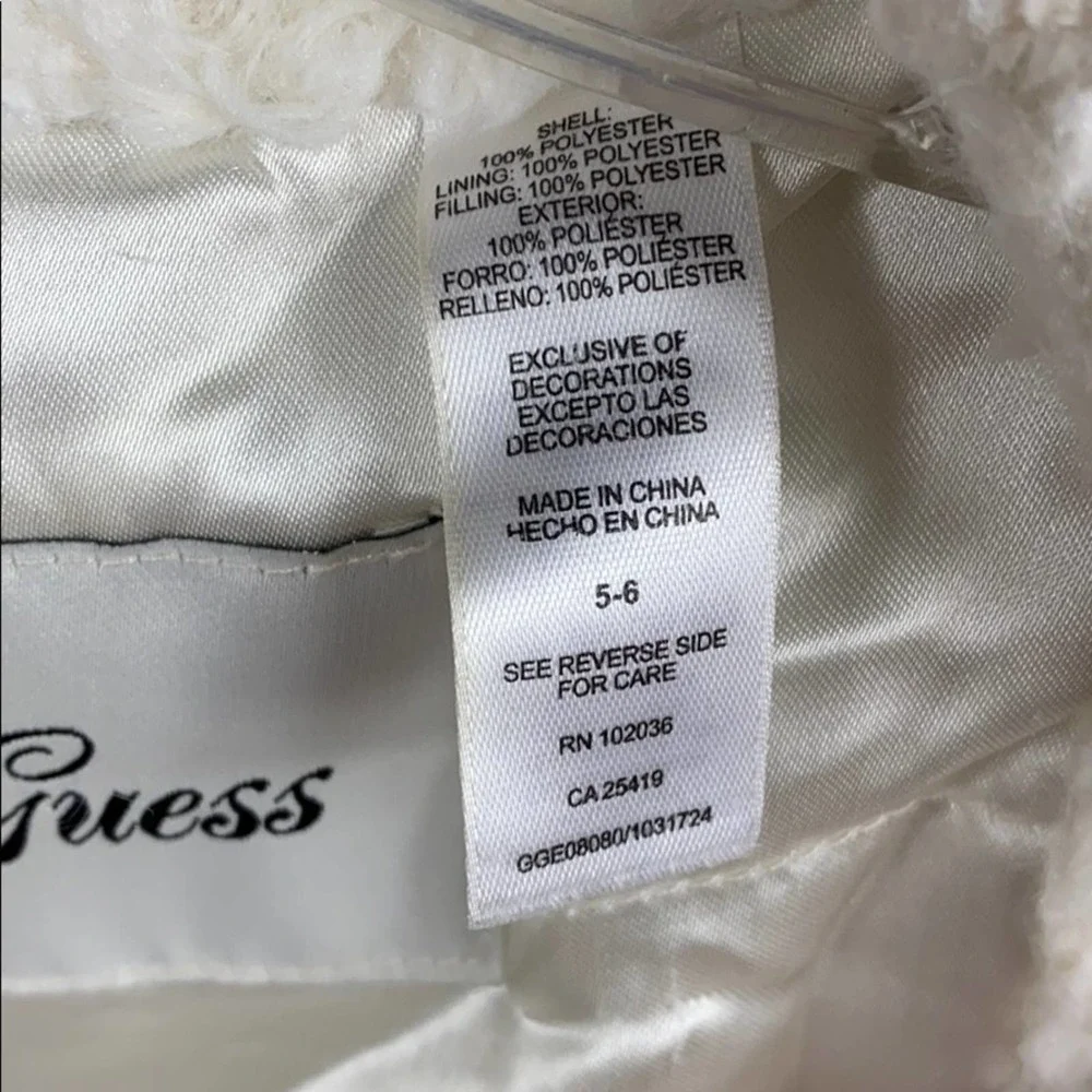 Guess Girls Cream Color Faux Fur Vest size 5-6